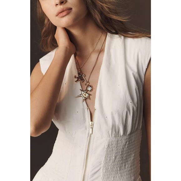 by ANTHROPOLOGIE sz M The Tommie cap sleeve zip dress eyelet edition in white - Picture 2 of 4